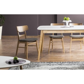 Table extensible FELINO II, structure bois, couleur blanc / chêne, 150 à 190 cm