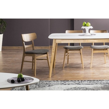 Table extensible FELINO II, structure bois, couleur blanc / chêne, 150 à 190 cm