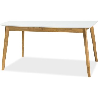 Table extensible FELINO II, structure bois, couleur blanc / chêne, 150 à 190 cm