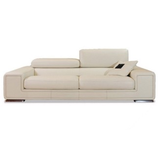 Ensemble GENEVA 2 pièces: canapé 3 places + 2 places en cuir luxe italien vachette, blanc