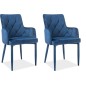 Lot de 2 chaises RICA en tissu velours de qualité, couleur bleu, Bleu foncé