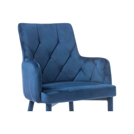 Lot de 2 chaises RICA en tissu velours de qualité, couleur bleu, Bleu foncé