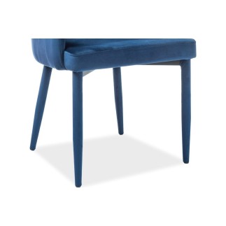Lot de 2 chaises RICA en tissu velours de qualité, couleur bleu
