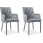 Lot de 2 chaises RICA en tissu velours de qualité, couleur gris