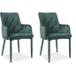 Lot de 2 chaises RICA en tissu velours de qualité, couleur vert, Vert foncé