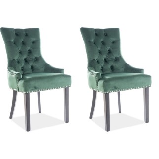 Lot de 2 chaises EDWIN tissu velours de qualité, couleur vert