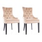 Lot de 2 chaises EDWIN tissu velours de qualité, couleur beige