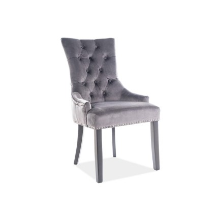 Lot de 2 chaises EDWIN tissu velours de qualité, couleur gris