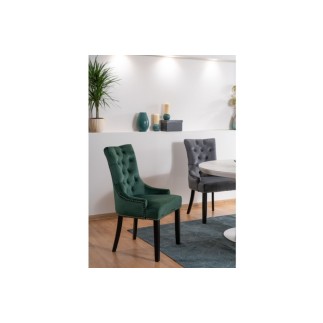 Lot de 2 chaises EDWIN tissu velours de qualité, couleur gris