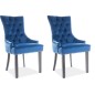 Lot de 2 chaises EDWIN tissu velours de qualité, couleur bleu, Bleu foncé