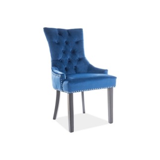 Lot de 2 chaises EDWIN tissu velours de qualité, couleur bleu, Bleu foncé