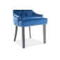 Lot de 2 chaises EDWIN tissu velours de qualité, couleur bleu, Bleu foncé