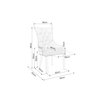 Lot de 2 chaises EDWIN tissu velours de qualité, couleur bleu