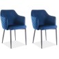 Lot de 2 chaises ASTEN en tissu velours de qualité, couleur bleu