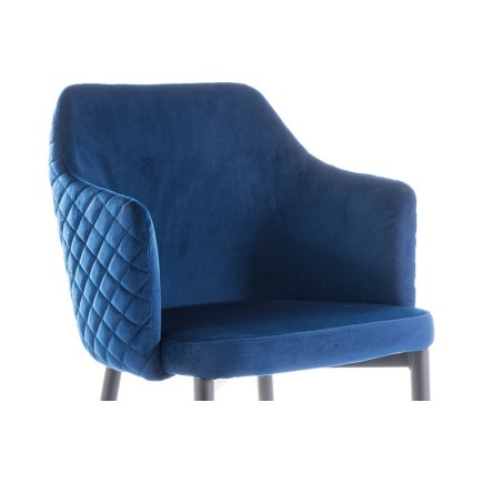 Lot de 2 chaises ASTEN en tissu velours de qualité, couleur bleu