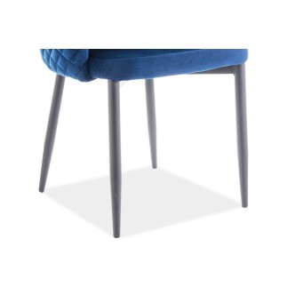 Lot de 2 chaises ASTEN en tissu velours de qualité, couleur bleu