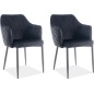 Lot de 2 chaises ASTEN en tissu velours de qualité, couleur noir