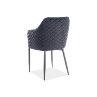 Lot de 2 chaises ASTEN en tissu velours de qualité, couleur noir