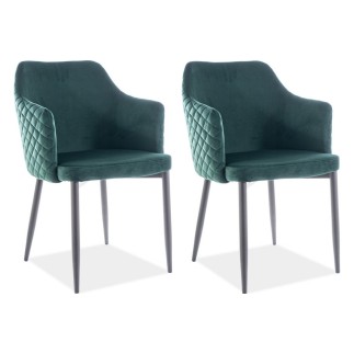 Lot de 2 chaises ASTEN en tissu velours de qualité, couleur vert