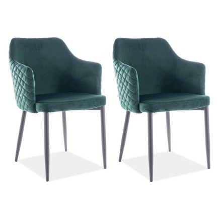 Lot de 2 chaises ASTEN en tissu velours de qualité, couleur vert