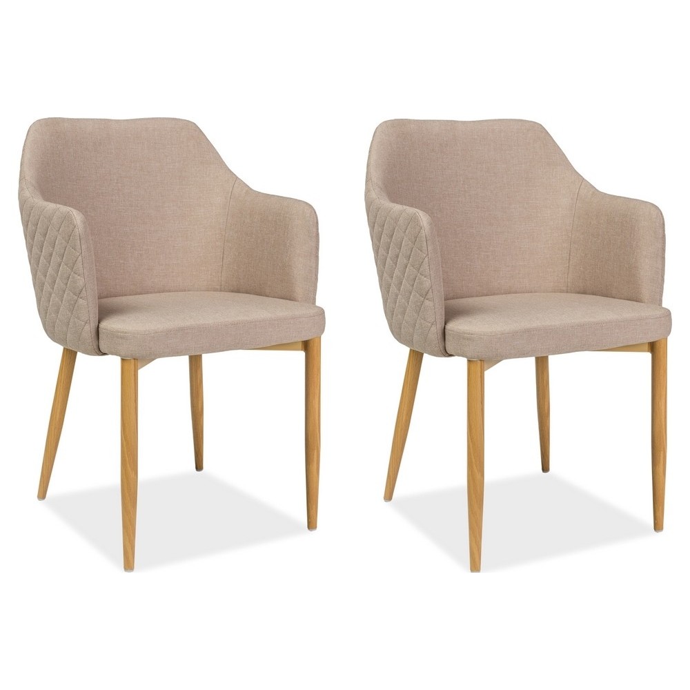 Lot de 2 chaises ASTONA en tissu de qualité, couleur BEIGE