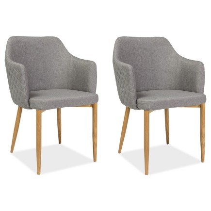 Lot de 2 chaises ASTONA en tissu de qualité, couleur GRIS