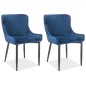 Lot de 2 chaises COLB en tissu velours de qualité, couleur bleu