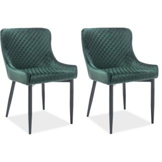 Lot de 2 chaises COLB en tissu velours de qualité, couleur vert