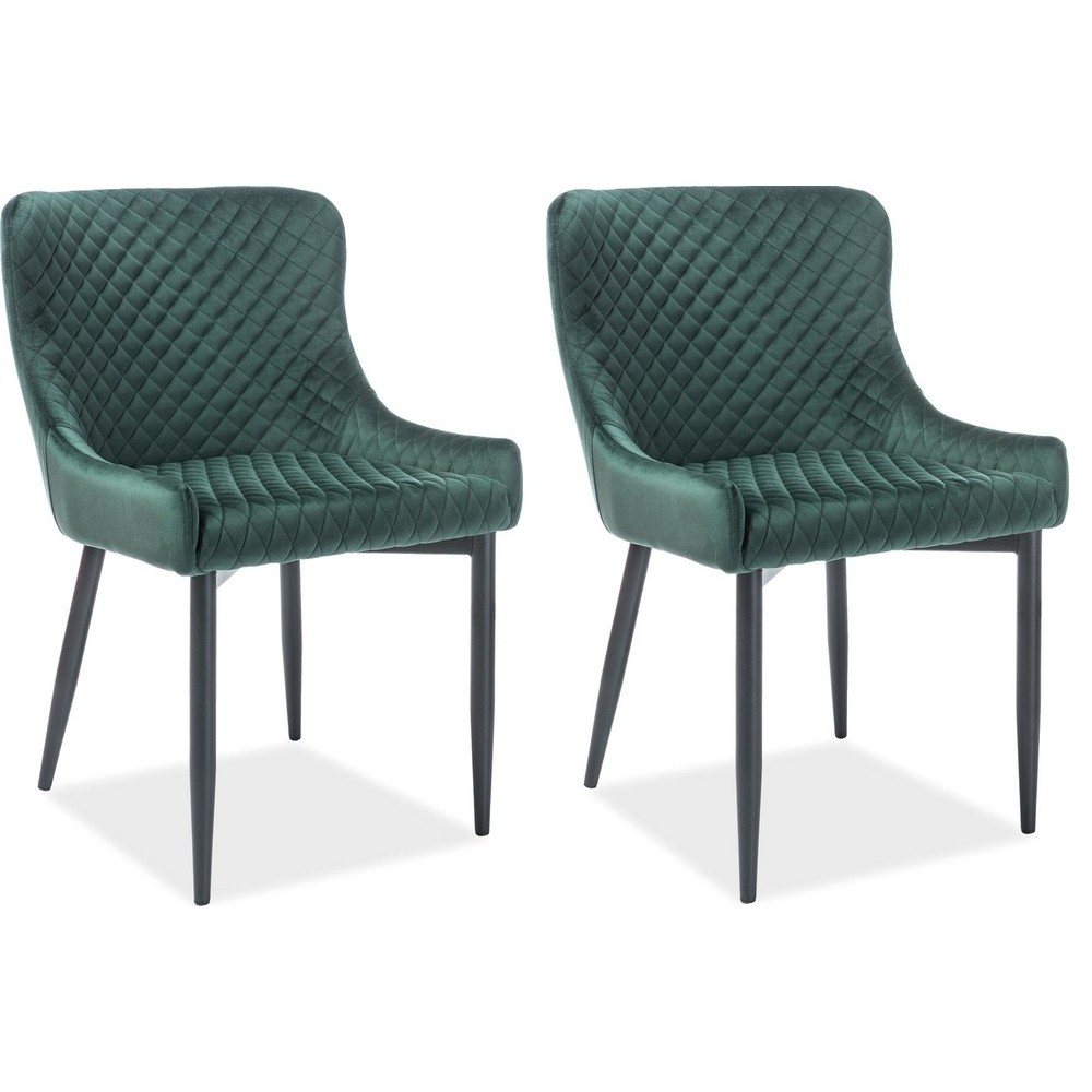 Lot de 2 chaises COLB en tissu velours de qualité, couleur vert