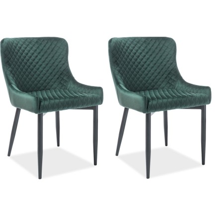 Lot de 2 chaises COLB en tissu velours de qualité, couleur vert