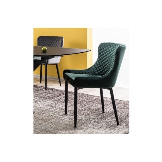 Lot de 2 chaises COLB en tissu velours de qualité, couleur vert