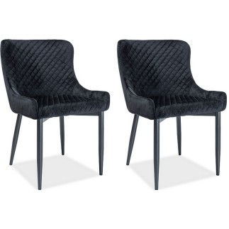 Lot de 2 chaises COLB en tissu velours de qualité, couleur noir