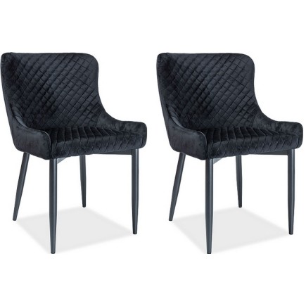 Lot de 2 chaises COLB en tissu velours de qualité, couleur noir