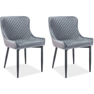 Lot de 2 chaises COLB en tissu velours de qualité, couleur gris