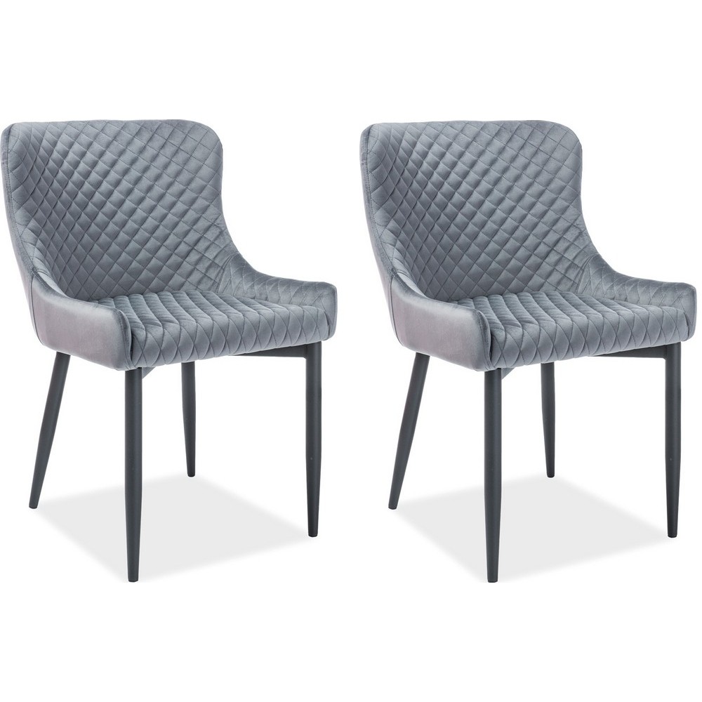 Lot de 2 chaises COLB en tissu velours de qualité, couleur gris