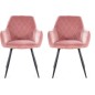Lot de 2 chaises LINA en tissu velours de qualité, couleur rose vintage