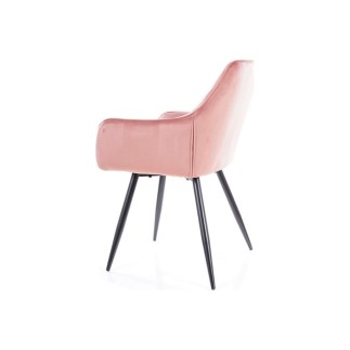 Lot de 2 chaises LINA en tissu velours de qualité, couleur rose vintage