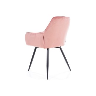 Lot de 2 chaises LINA en tissu velours de qualité, couleur rose vintage