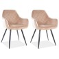 Lot de 2 chaises LINA en tissu velours de qualité, couleur beige