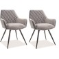 Lot de 2 chaises LINA en tissu velours de qualité, couleur gris