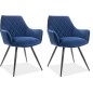 Lot de 2 chaises LINA en tissu velours de qualité, couleur bleu