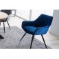 Lot de 2 chaises LINA en tissu velours de qualité, couleur bleu