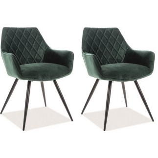 Lot de 2 chaises LINA en tissu velours de qualité, couleur vert