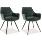 Lot de 2 chaises LINA en tissu velours de qualité, couleur vert