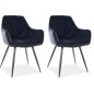 Lot de 2 chaises LINA en tissu velours de qualité, couleur noir