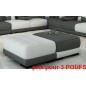 Ensemble de 3 poufs en cuir italien ELIXIR, gris foncé et blanc