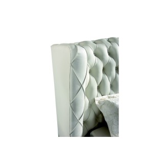 Lit design de luxe PRINCESSE, avec sommier à lattes, écru 160x200
