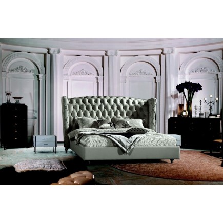 Lit design de luxe PRINCESSE, avec sommier à lattes, gris clair 160x200