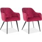 Lot de 2 chaises ELIOS en tissu velours de qualité, couleur bordeaux