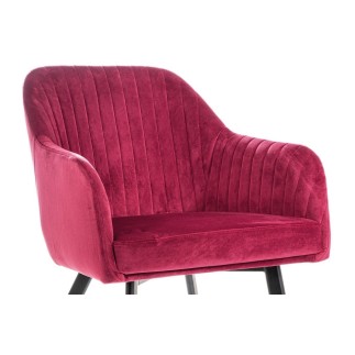 Lot de 2 chaises ELIOS en tissu velours de qualité, couleur bordeaux
